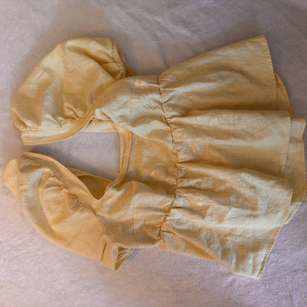 Light Yellow Blouse With Tie Back